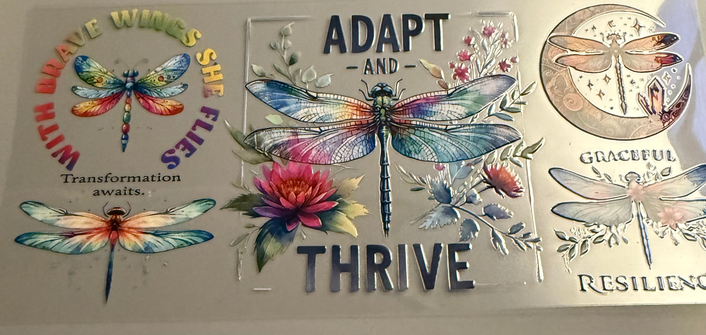 Multi Color Dragonfly with sayings