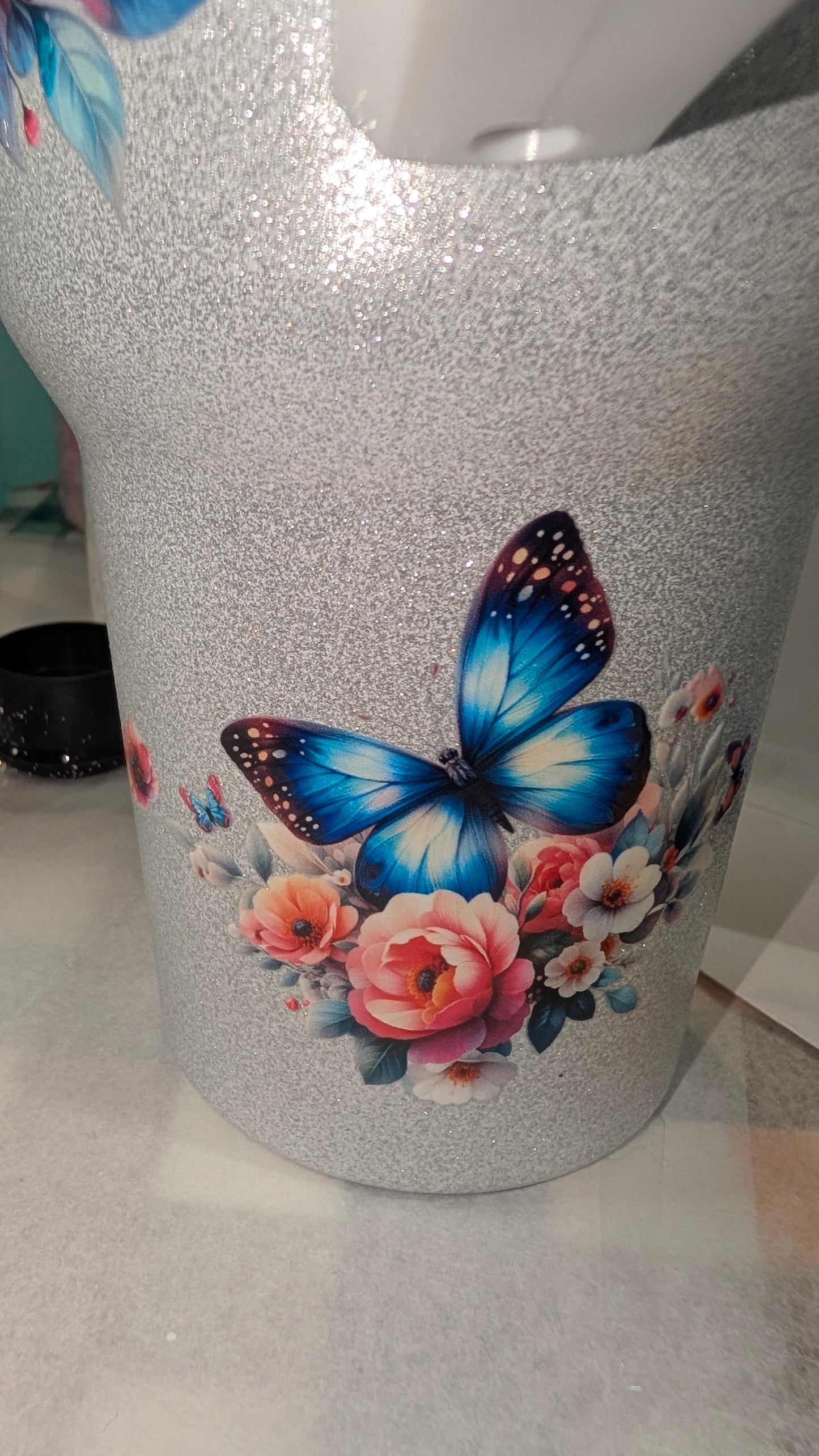 Queen Sara's Customized Faith Tumbler 40 oz. Stainless Steel Glitter Tumbler with Handle