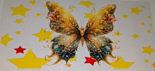 Yellow Butterfly with stars