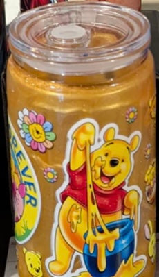 Winnie the Pooh, Friends Forever, 16 oz Acrylic Golden Shimmer Drip
