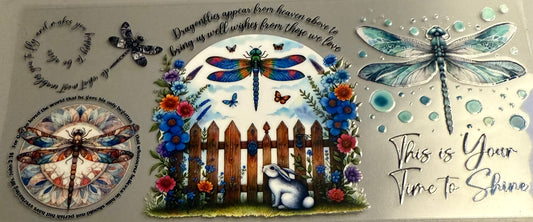 Multi color Dragonfly with Flowers