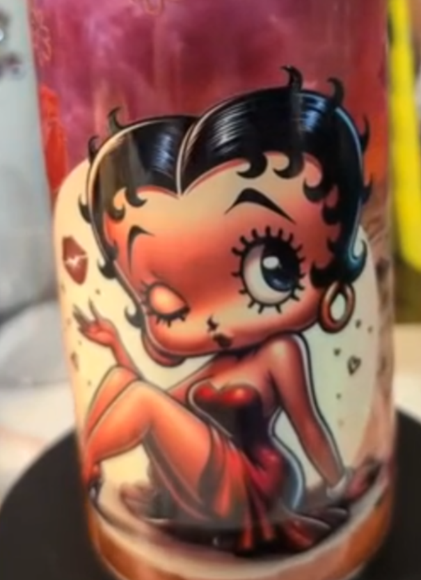*Custom Cup, Sublimation Tumbler with UVDTF, Beautiful Betty, Sunset, Blustery Beach
